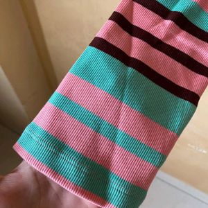 Polo Neck Striped Top