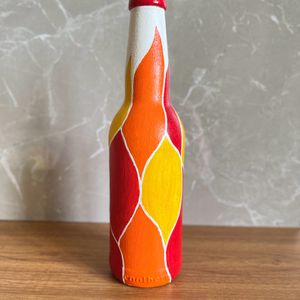 Hand Painted Multicoloured Glass Bottle