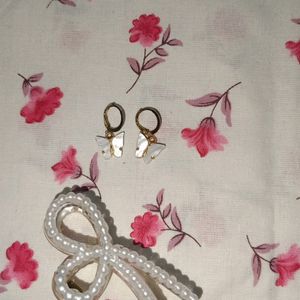 White Butterfly Earrings N Clutcher 🤍