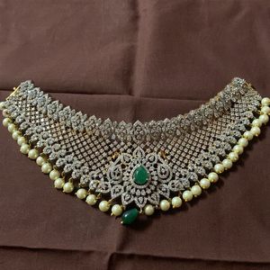 CZ CHOKER WITH PEARLS