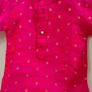 Rose Pink Colour Kurta For Kids