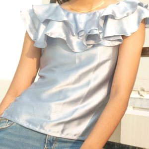 Blue Ruffle Top