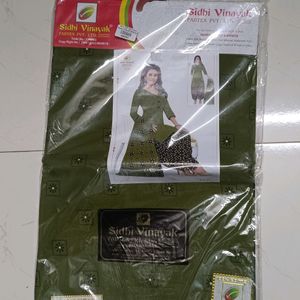 Dress Material Olive Green Colour It' New With Tag