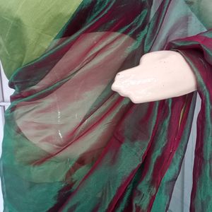 New Dual Tone Sheer Saree With Running Blouse Pc