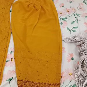 Beautiful Embroidered Mustard Salwar Kameez