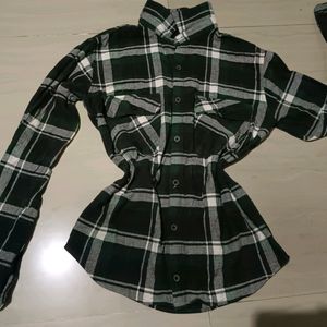 GREEN CHECKED RELAX FIT COTTON SHIRT