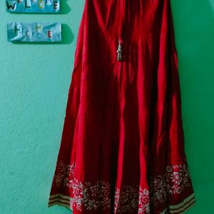 Red Long Skirt For Festival And Wedding