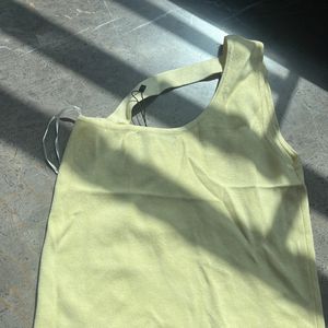 Zudio Butter Yellow One Shoulder Cut Out Top