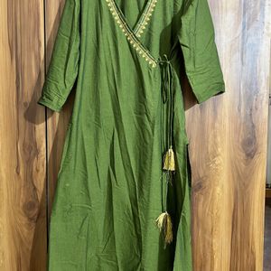 Angrakha Olive Green Kurta