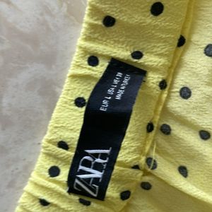 Zara L Skirt With Slit Yellow And Black