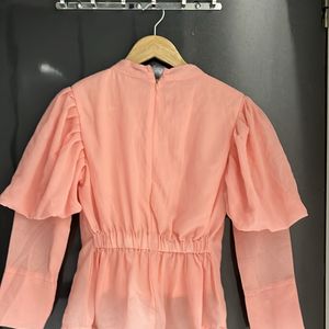 Pink Ballon Sleeved Top