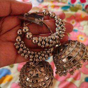 Black Metal Punjabi Jhumka For Women