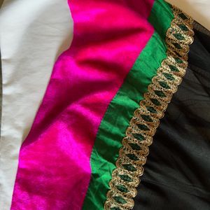 Women Black And Pink Anarkali Dress