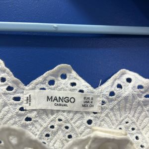 MANGO cream Colour Strap Top