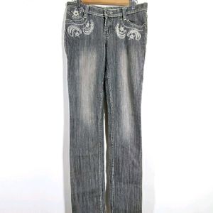 Grey Embroidered Jeans (Women's)