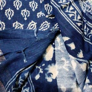 New Indigo Cotton Linen Saree