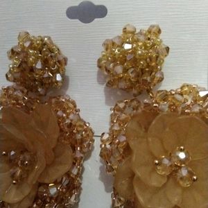 Golden Big Flower Earrings