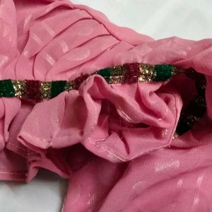 Pink Chiffon Saree With Blouse