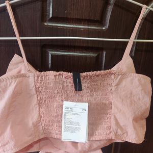 H&M Dusky Pink Bow Crop Top