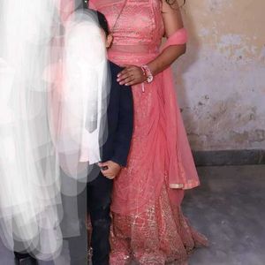 Heavy Designer Pink Large Size Wedding Gown Lengha