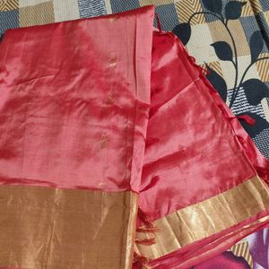 Peach Pure Silk Saree