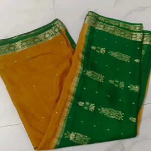 Yellow Green Mysore Crepe Silk