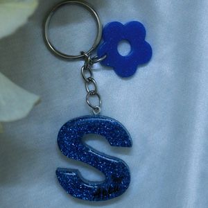 Blue With Glitter Keychain