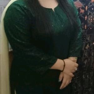 Green Chikankar women kurti Medium Size