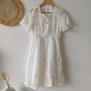 Aesthetic White Korean Dress