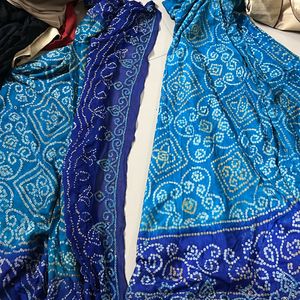 Blue Women lehenga Silk Bandej