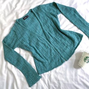 Vintage Crochet Sea Green Cardigan By Mexx