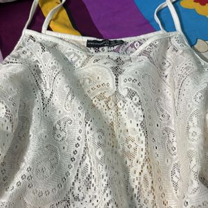 Sheer Net Trendy White Top