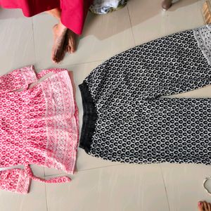 Pink Nd Black Co-ord Set