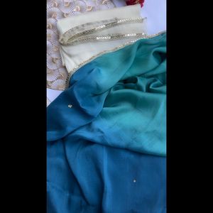 Upadda Silk Stone Work Ombre Saree With Blouse