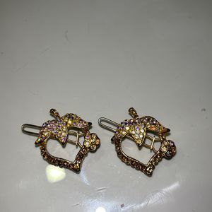 Pair Golden Stone Hairpins