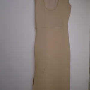 Tan Bodycon Dress With A Slit