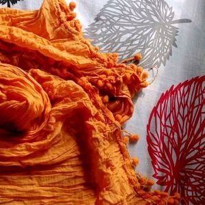 Pure Cotton Orange Dupatta! 🧡