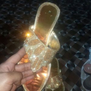 Beautiful Orangish Golden Stone Heels