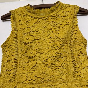 Mustard Lace Sleeveless Dress