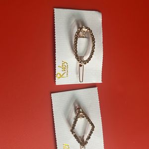 Gold Stone Oval And Diamond Shape Hair Accessories