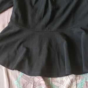 Black High Neck Peplum Top