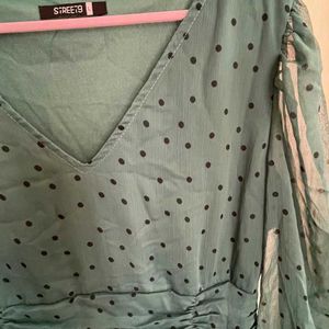 Dark Green Polka Dot Dress