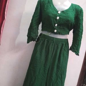 Green 💚Top Plazo Dress