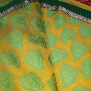 Beautiful Yellow, Green Saree