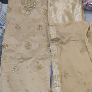 Unstitched Chanderi Suit Set