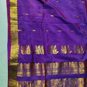 Purple Colour Pure Gadwal Saree