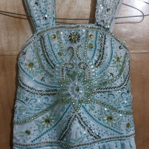 Net Frock With Blue Color Cut Design