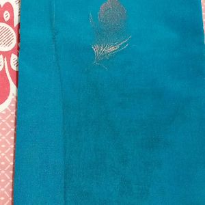 Teal Blue Color Saree With Magantha Pallu