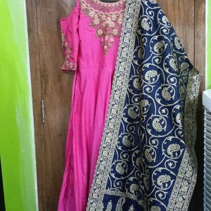 Pink Colour Anarkali With Work