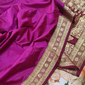 Onion Pink And Maroon Satin Banarasi